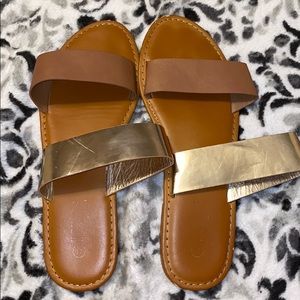 Silver and brown sandals
